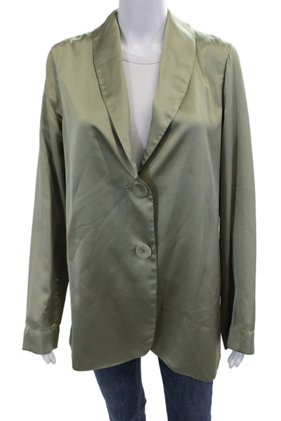 Show Me Your Mumu Womens Green Collared Long Sleeve Polyester Blazer Size M