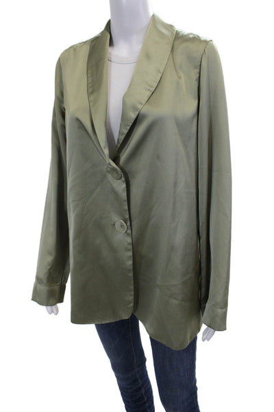 Show Me Your Mumu Womens Green Collared Long Sleeve Polyester Blazer Size M