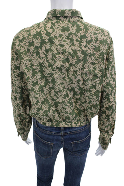 Ba&Sh Women Beige Floral Collared Long Sleeve Button-Up Blouse Size 0