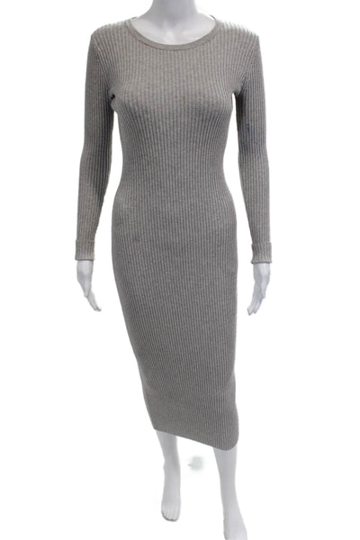 Babaton Women Bodycon Sweater Dress Gray Striped Long Sleeve Size 2XS