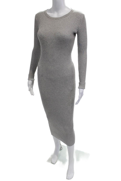 Babaton Women Bodycon Sweater Dress Gray Striped Long Sleeve Size 2XS