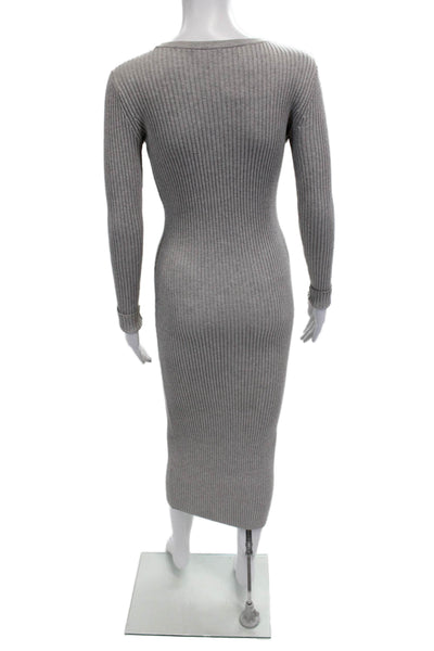 Babaton Women Bodycon Sweater Dress Gray Striped Long Sleeve Size 2XS