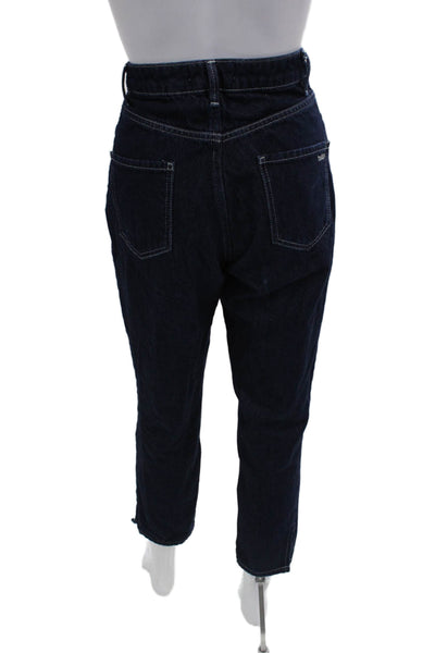 Ba&Sh Women Mom Ankle Cropped Jeans Dark Blue Mid Rise Button Size 0