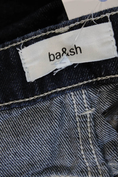Ba&Sh Women Mom Ankle Cropped Jeans Dark Blue Mid Rise Button Size 0