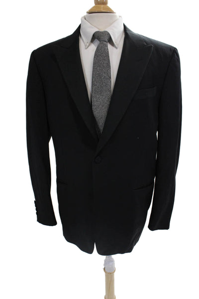 Trussini Mens Tuxedo Suit Jacket Black Linen Cotton Button Size 56