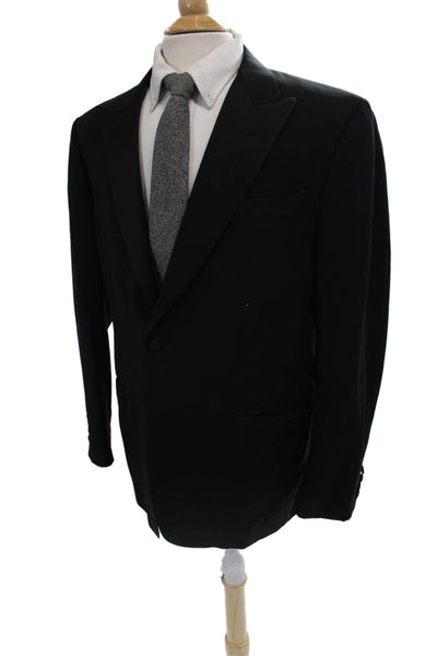 Trussini Mens Tuxedo Suit Jacket Black Linen Cotton Button Size 56