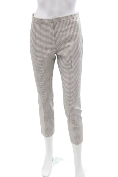 Theory Womens Ankle Cropped Dress Pants Plaid Gray Size 2