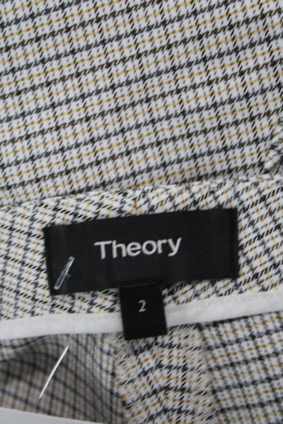 Theory Womens Ankle Cropped Dress Pants Plaid Gray Size 2