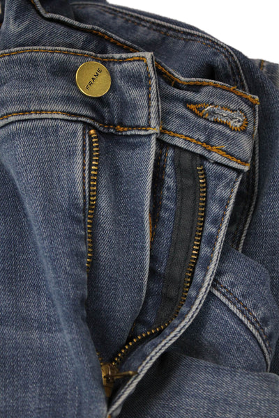 Frame Womens Cropped Ankle Jeans Blue Mid Rise Button Fly Size 25