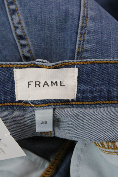 Frame Womens Cropped Ankle Jeans Blue Mid Rise Button Fly Size 25