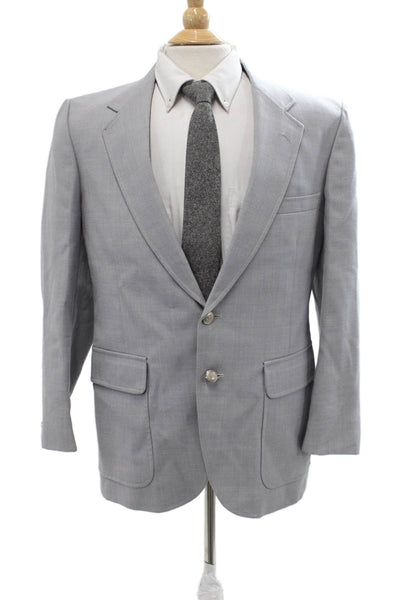 Stafford Mens Classic Gray Collared Button Blazer Long Sleeve Size 40