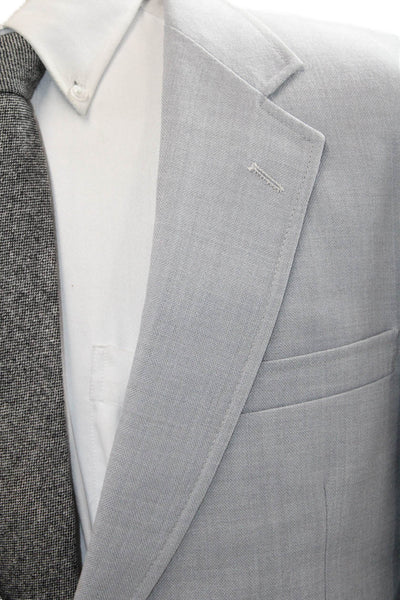 Stafford Mens Classic Gray Collared Button Blazer Long Sleeve Size 40