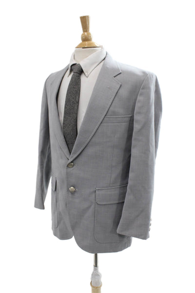 Stafford Mens Classic Gray Collared Button Blazer Long Sleeve Size 40