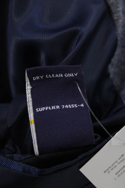 Stafford Mens Blue Linen Cotton Sport Coat Button Collared Long Sleeve Size 44