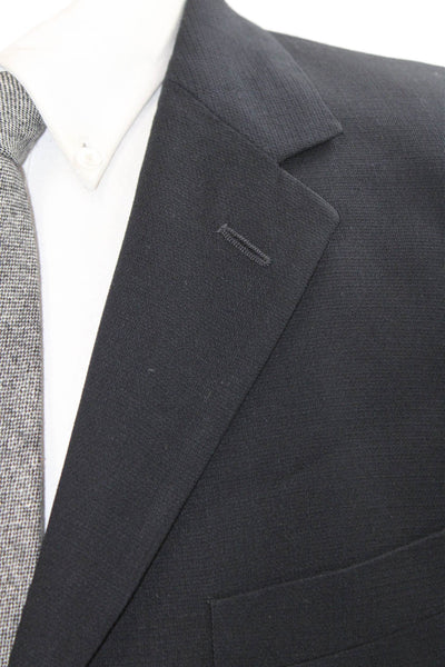 Boss Hugo Boss Mens Dark Blue Virgin Wool Suit Jacket Button Collared Size 42