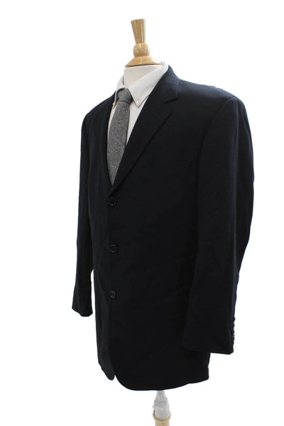 Boss Hugo Boss Mens Dark Blue Virgin Wool Suit Jacket Button Collared Size 42