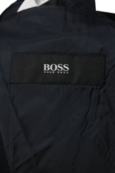 Boss Hugo Boss Mens Dark Blue Virgin Wool Suit Jacket Button Collared Size 42