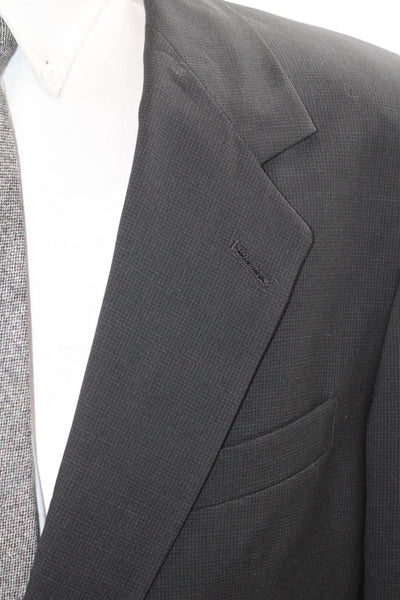 Pierre Cardin Paris Men Dark Gray Solid Collared Button Suit Jacket Size 42