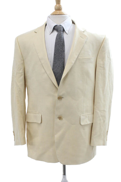 Lauren Ralph Lauren Mens Silk Herringbone Blazer Beige Button Size 42