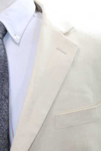 Lauren Ralph Lauren Mens Silk Herringbone Blazer Beige Button Size 42