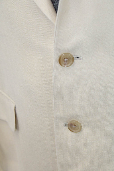 Lauren Ralph Lauren Mens Silk Herringbone Blazer Beige Button Size 42