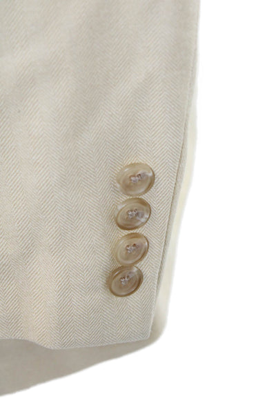 Lauren Ralph Lauren Mens Silk Herringbone Blazer Beige Button Size 42