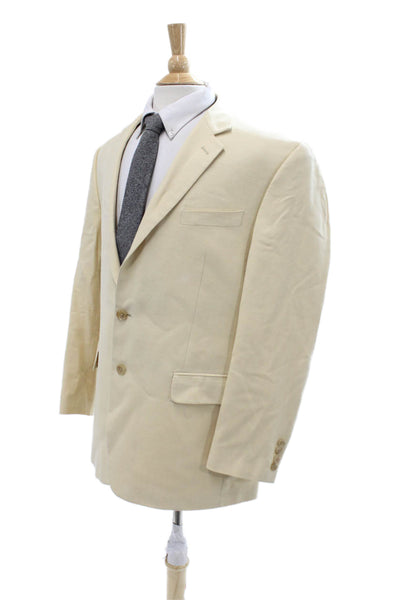 Lauren Ralph Lauren Mens Silk Herringbone Blazer Beige Button Size 42