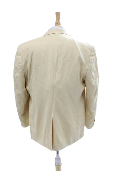 Lauren Ralph Lauren Mens Silk Herringbone Blazer Beige Button Size 42