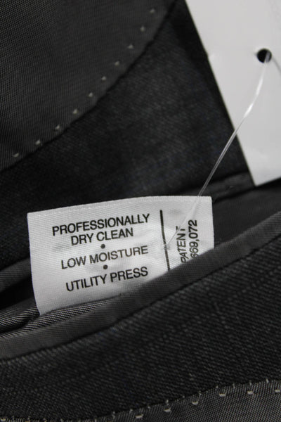 Hart Schaffner Marx Mens Suit Jacket Gray Check Collared Button Classic Size 42