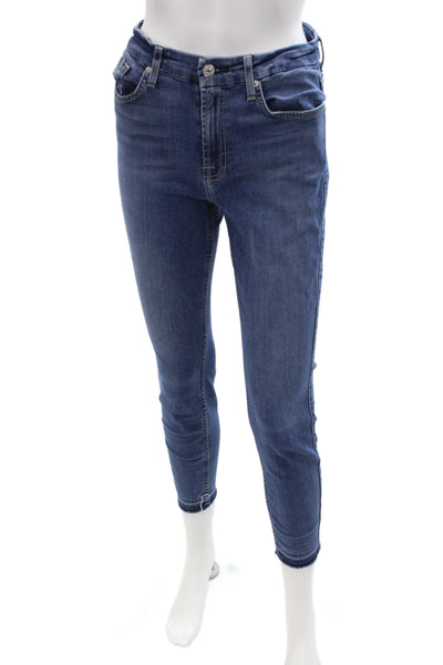 7 For All Mankind Womens Ankle Skinny Jeans Blue Mid Rise Size 28