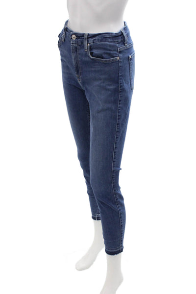 7 For All Mankind Womens Ankle Skinny Jeans Blue Mid Rise Size 28