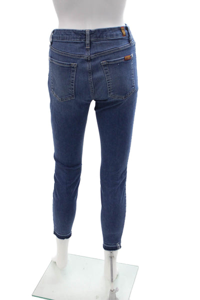 7 For All Mankind Womens Ankle Skinny Jeans Blue Mid Rise Size 28