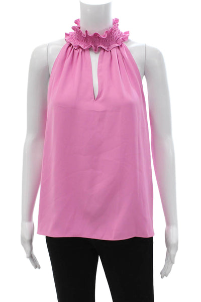 Amanda Uprichard Women Sleeveless Pink High Neck Blouse Polyester Size M