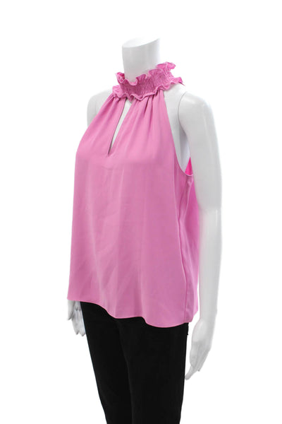 Amanda Uprichard Women Sleeveless Pink High Neck Blouse Polyester Size M