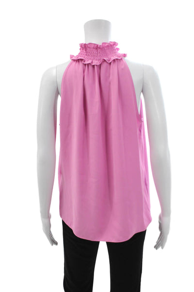 Amanda Uprichard Women Sleeveless Pink High Neck Blouse Polyester Size M