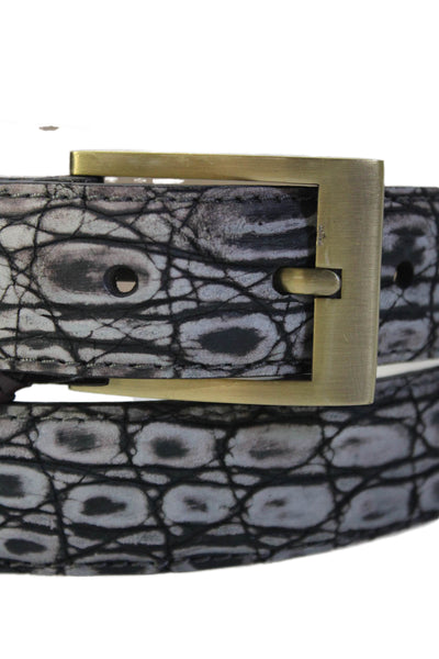 Tardini Mens Genuine American Alligator Belt 1" and 1/8" Suede Black Combo Sz 42