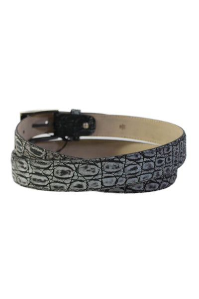Tardini Mens Genuine American Alligator Belt 1" and 1/8" Suede Black Combo Sz 42