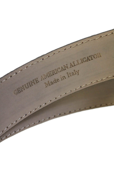 Tardini Mens Genuine American Alligator Belt 1" and 1/8" Suede Black Combo Sz 42