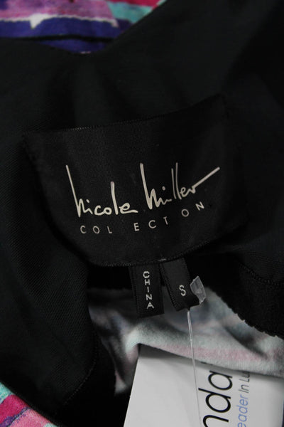 Nicole Miller Collection Womens Black Sheath Dress V-Neck Sleeveless Size S