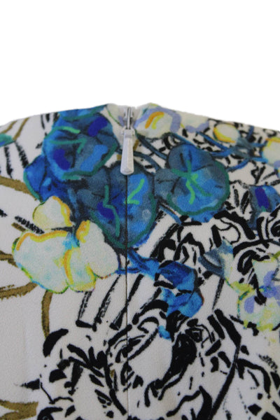 PETER PILOTTO Women Floral Shift Dress Sleeveless V-Neck Zip Multi-Color Size S