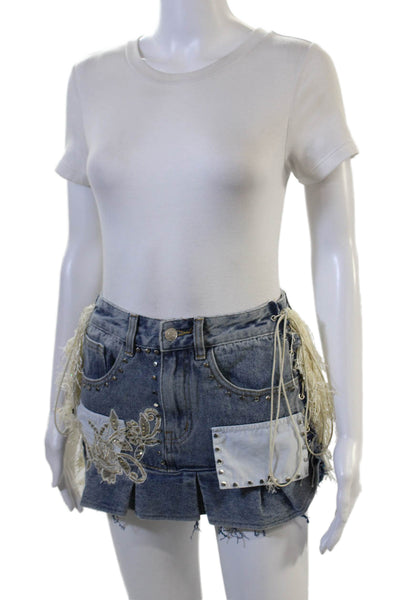 Akira Unisex Bohemian Blue 100% Cotton Button Shorts Size S