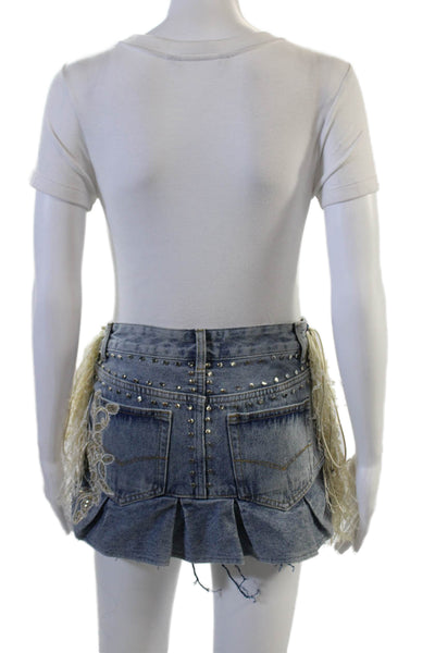 Akira Unisex Bohemian Blue 100% Cotton Button Shorts Size S
