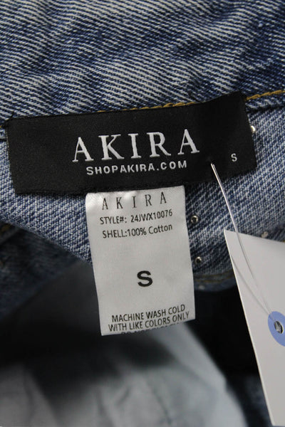 Akira Unisex Bohemian Blue 100% Cotton Button Shorts Size S