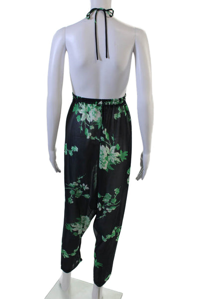 Josa Tulum Womens Jumpsuit Black Floral V-Neck Sleeveless Polyester Size XS