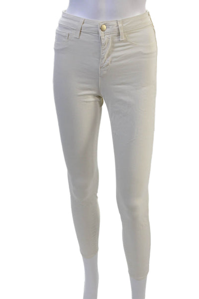 L'Agence Women Ankle Jeggings White Mid Rise Size 25