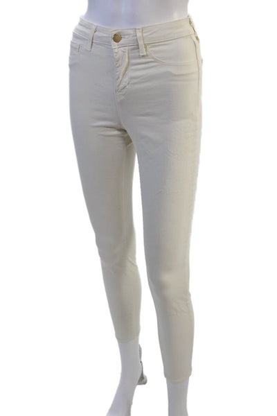 L'Agence Women Ankle Jeggings White Mid Rise Size 25