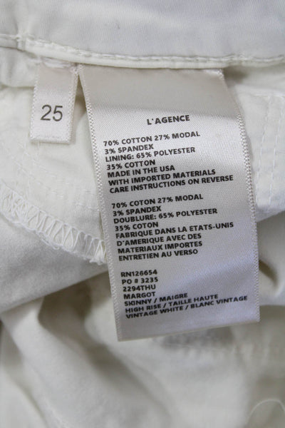 L'Agence Women Ankle Jeggings White Mid Rise Size 25
