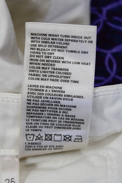 L'Agence Women Ankle Jeggings White Mid Rise Size 25