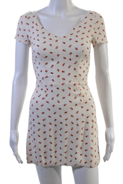 Reformation Women Mini Sundress White Floral V-Neck Viscose Size 0