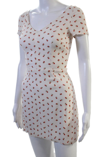 Reformation Women Mini Sundress White Floral V-Neck Viscose Size 0